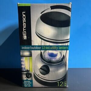 Emerson Indoor Outdoor Utility Lantern – 12 LED Lights – Battery/AC Powered